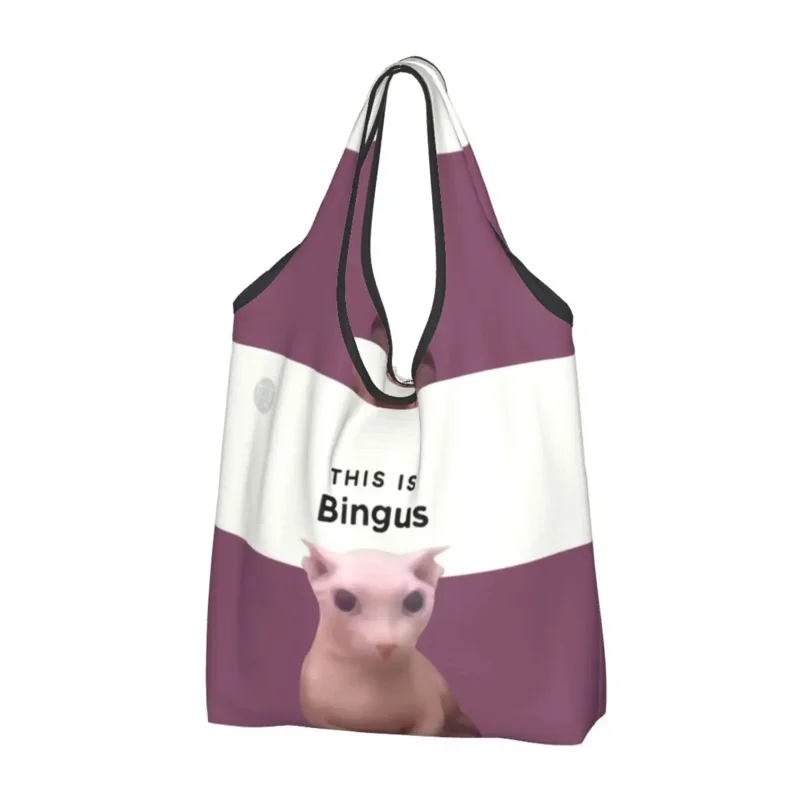 

Сделанные на заказ сумки для покупок Bingus, женские портативные сумки большой емкости для продуктов, сумки-тоуты для покупок в виде кошки