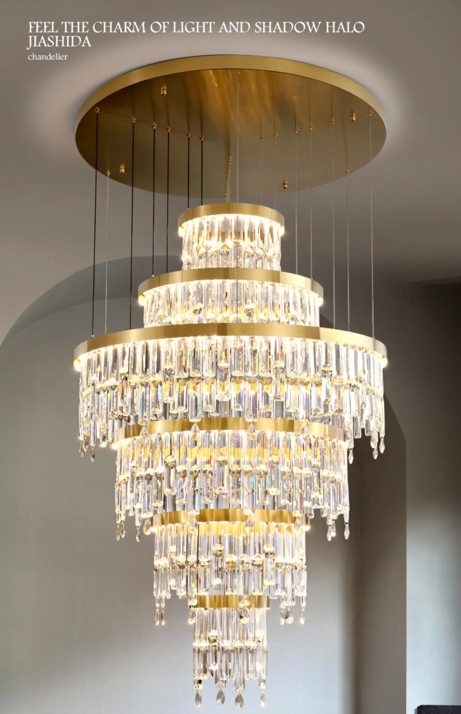 Luxury Chandeliers Light K9 Crystal Home Decor Indoor Lighting LED Staircase Lamp Gold Suspension Lampara for Villa Hotel Lobby
Luxury Chandeliers Light K9 Crystal Home Decor Indoor Lighting LED Staircase Lamp Gold Suspension Lampara for Villa Hotel Lobby