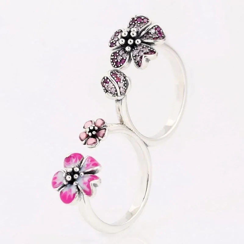 Authentic 925 Sterling Silver Two In One Pink Enamel Peach Blossom With Crystal Ring For Women Wedding Party Fashion Jewelry
Authentic 925 Sterling Silver Two In One Pink Enamel Peach Blossom With Crystal Ring For Women Wedding Party Fashion Jewelry