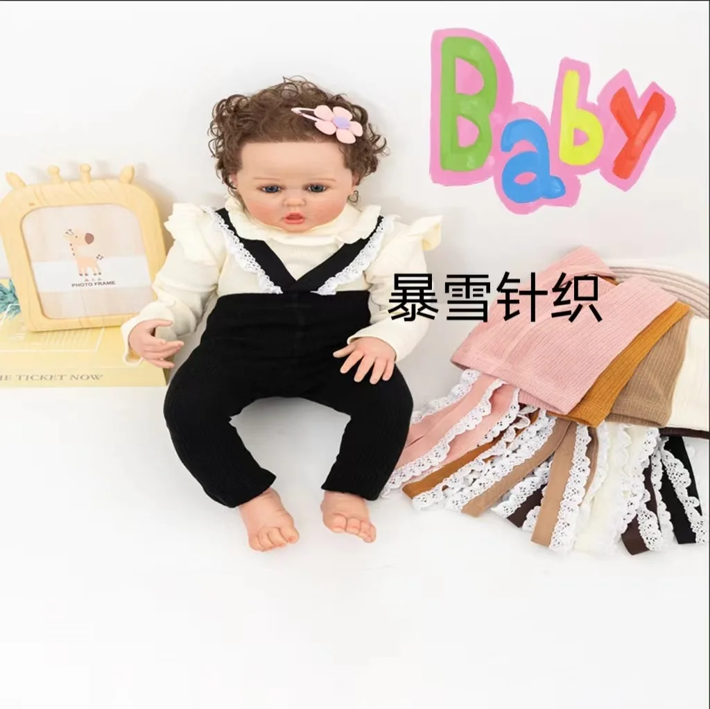 

Baby Girls Suspender Pantyhose High Waist Lace Plain Rib Knitted Footed Leggings Tights 0-2Years Baby Spring Stockings