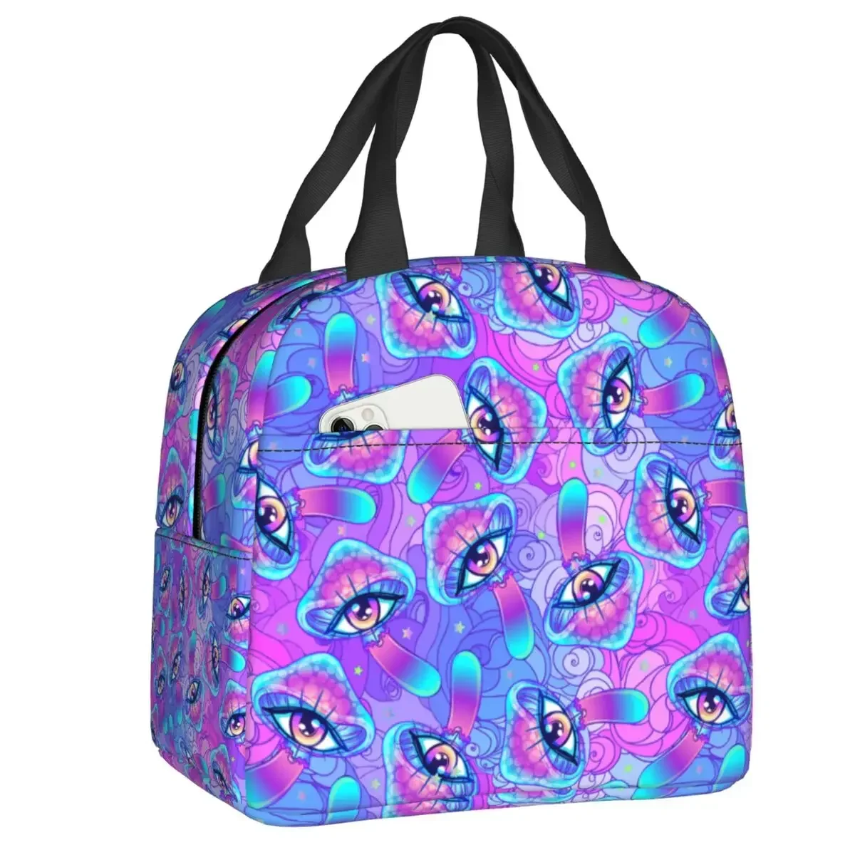 

Индивидуальная психоделическая сумка для ланча с грибами, женская теплая Термосумка, изолированная коробка для ланча для детей, школьная сумка для пикника