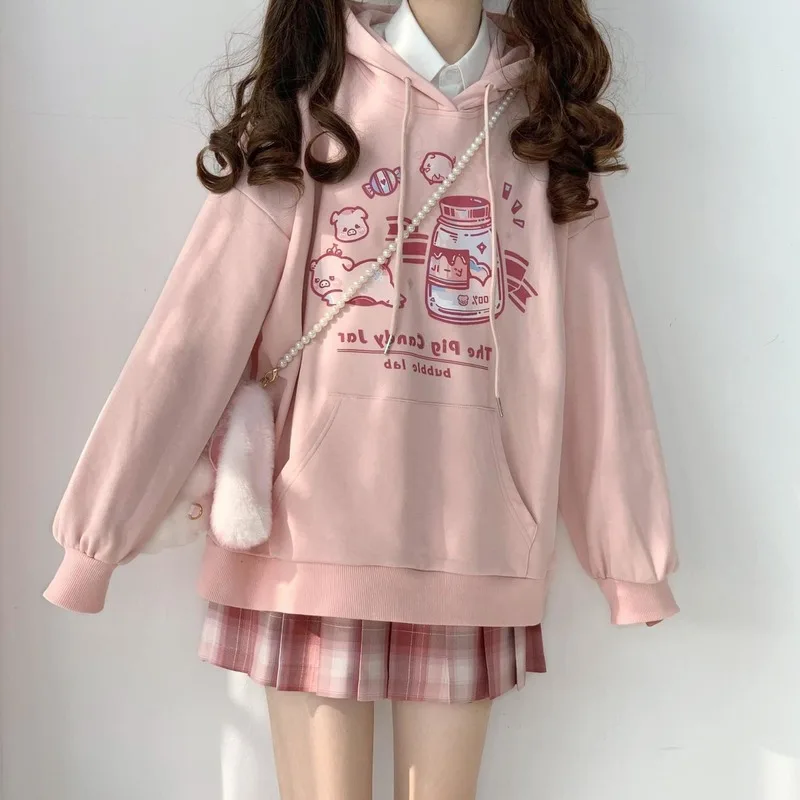 Preppy Cute Cartoon Pink Hoodie Women Kawaii Fashion Oversize Soft Girl Hooded Sweatshirt Harajuku Long Sleeve Top
Preppy Cute Cartoon Pink Hoodie Women Kawaii Fashion Oversize Soft Girl Hooded Sweatshirt Harajuku Long Sleeve Top