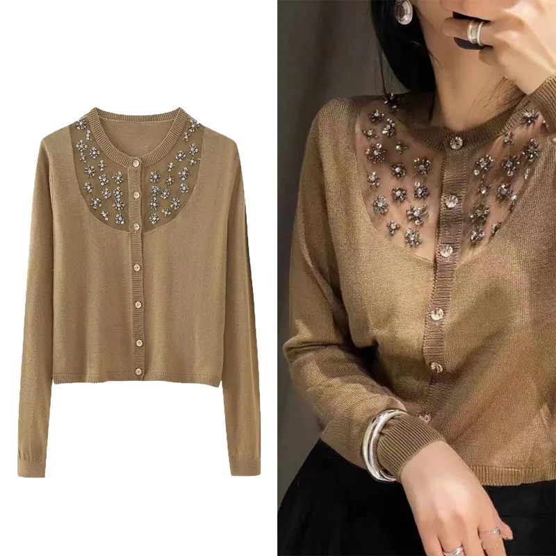 TRAF Woman Rhinestone Knit Cardigan Yellow Round Neck Long Sleeves Cardigan Top 2024 Autumn Winter Woman Fashion Elegant Tops
TRAF Woman Rhinestone Knit Cardigan Yellow Round Neck Long Sleeves Cardigan Top 2024 Autumn Winter Woman Fashion Elegant Tops