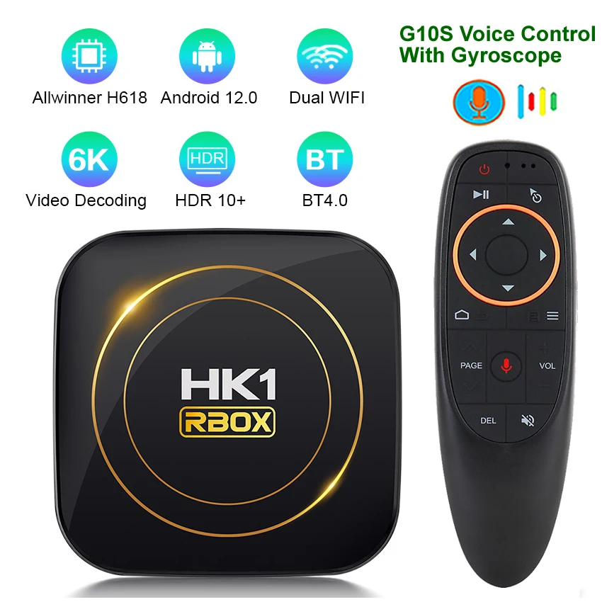 

HK1 RBOX H8S Android 12.0 TV Box Allwinner H618 Quad Core MAX 4GB 64GB Media Player 5G Dual WIFI BT4.0 Set Top Box