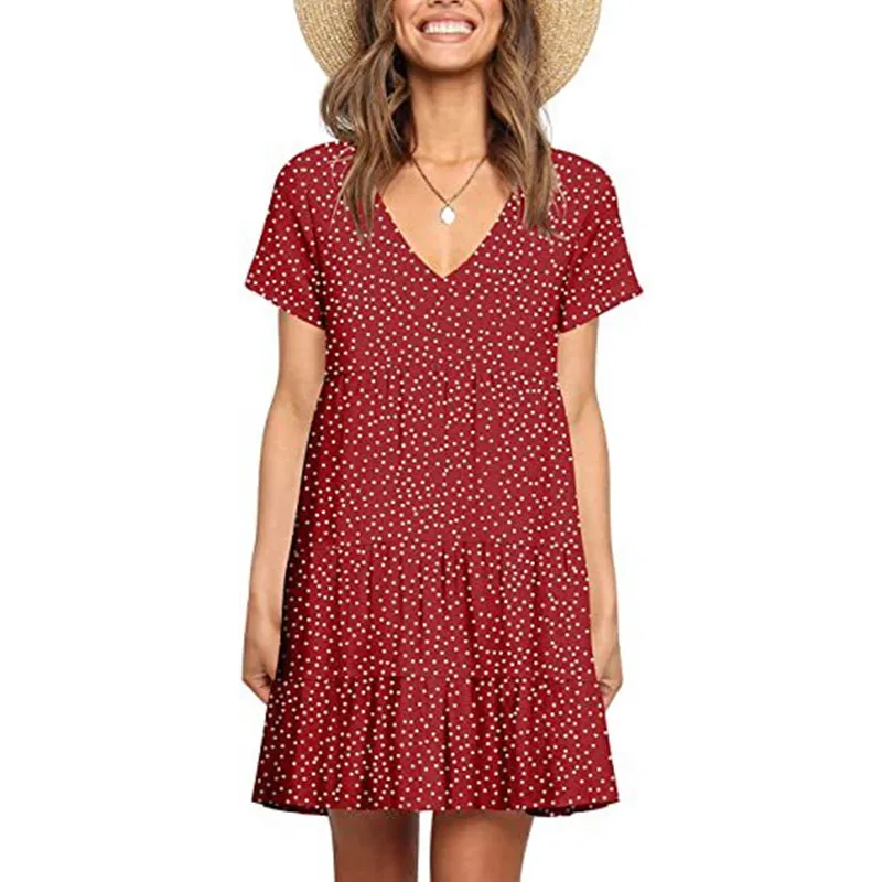 Polka Dot Print Women Dress Summer Short Sleeve New Ruffled Sun Beach Dresses V-Neck New Casual Loose Mini Dress Lady Clothes
Polka Dot Print Women Dress Summer Short Sleeve New Ruffled Sun Beach Dresses V-Neck New Casual Loose Mini Dress Lady Clothes