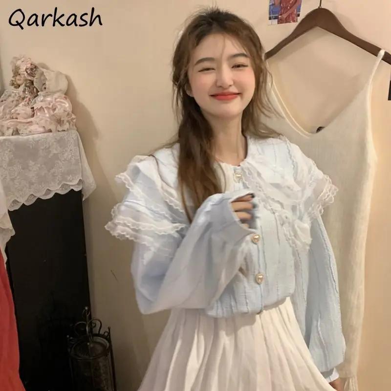 Peter Pan Collar Shirts Women Lace Preppy Style Sweet Cute Long Sleeve Fashion Korean Harajuku Solid Daily Elegant Tops Clothes
Peter Pan Collar Shirts Women Lace Preppy Style Sweet Cute Long Sleeve Fashion Korean Harajuku Solid Daily Elegant Tops Clothes