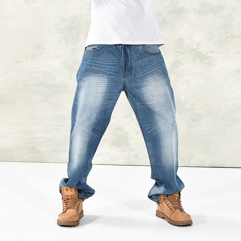 

Straight Jeans Men's Loose Big Size 46 HIP HOP Skateboard Baggy Denim Pants Trousers Street Dance men Four Seasons size 46