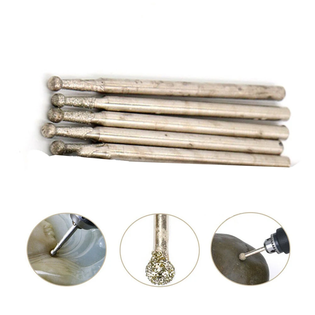 5 Pcs 0.5mm-3mm Ball Round Rotary Diamond Burr Drill Bit 2.35mm Shank Glass Carving Grinding Carving Polishing Drill Bit Set
5 Pcs 0.5mm-3mm Ball Round Rotary Diamond Burr Drill Bit 2.35mm Shank Glass Carving Grinding Carving Polishing Drill Bit Set
