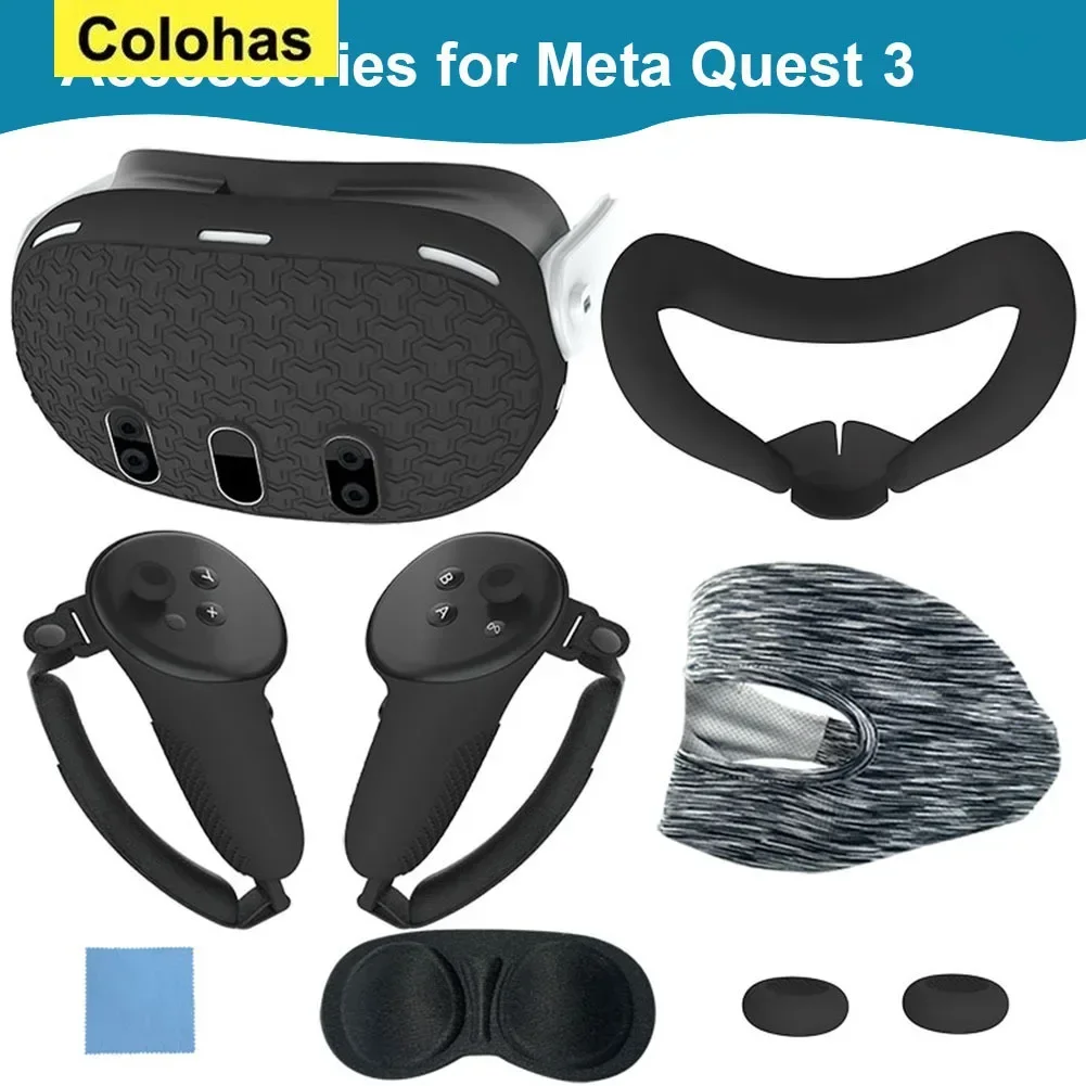 Silicone Protective Cover Shell Case for Meta Quest 3 VR Headset Head Face Cover Eye Pad Handle Grip Button Cap VR Accessories
Silicone Protective Cover Shell Case for Meta Quest 3 VR Headset Head Face Cover Eye Pad Handle Grip Button Cap VR Accessories