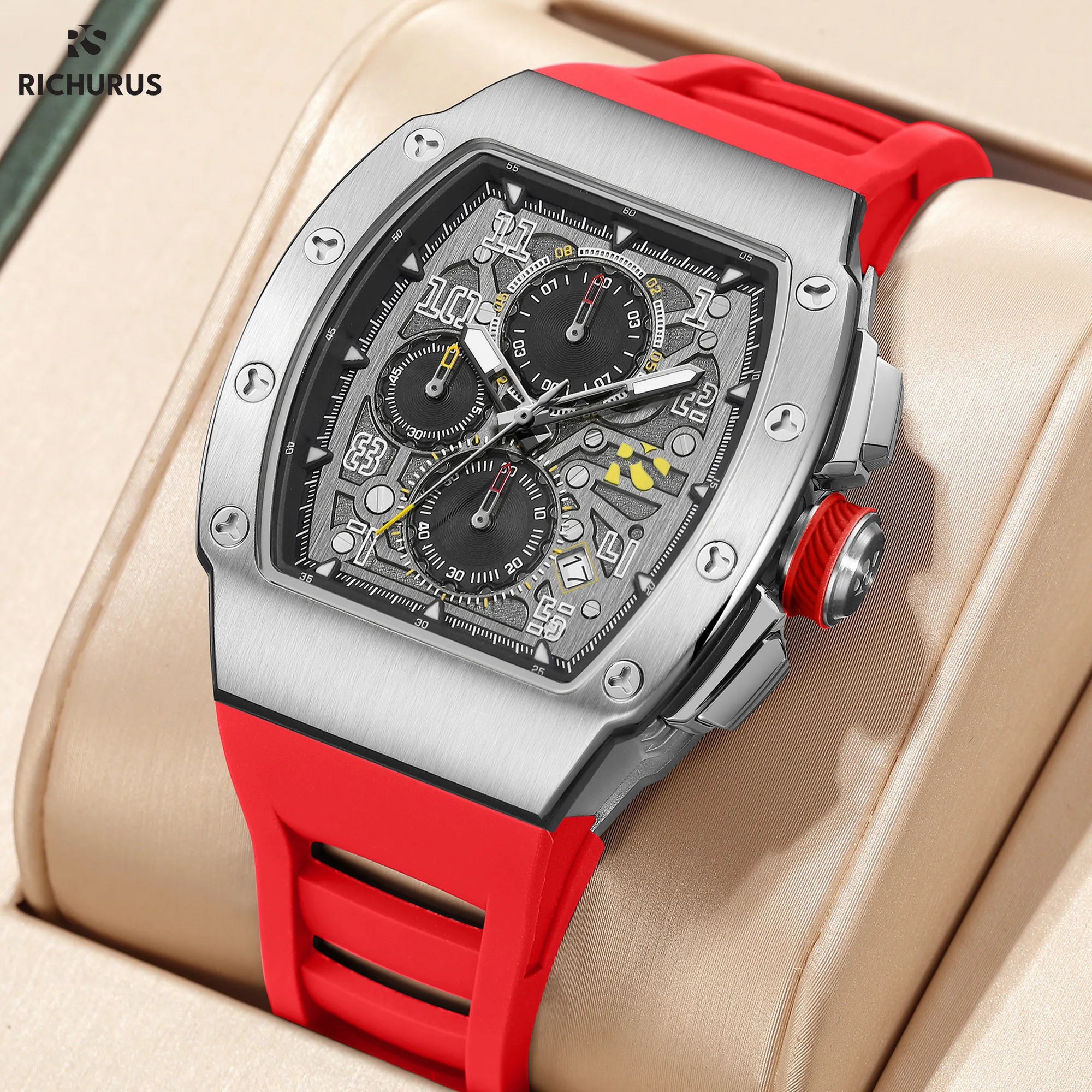 

New Watch for Men Steel Case Big Dial Sports Quartz Wrist Watches 5ATM Waterproof Luminous Casual Chronograph Date Clock