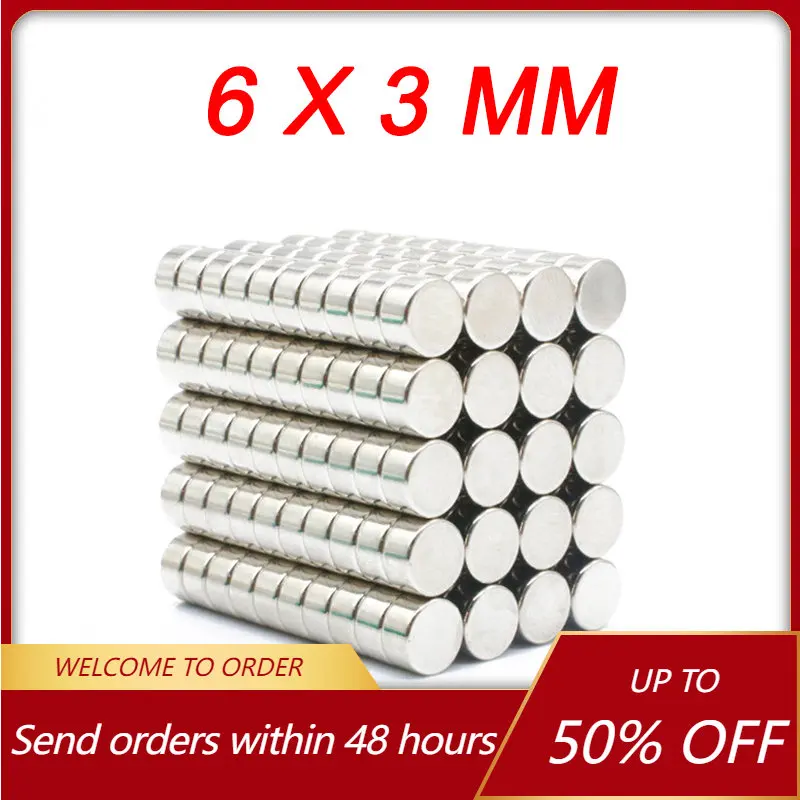 

20/50/80/100 Pcs 6x3mm Round NdFeB Neodymium Magnet N35 Rare Earth Magnet Fridge Magnets Small imanes Permanent Magnetic Disc