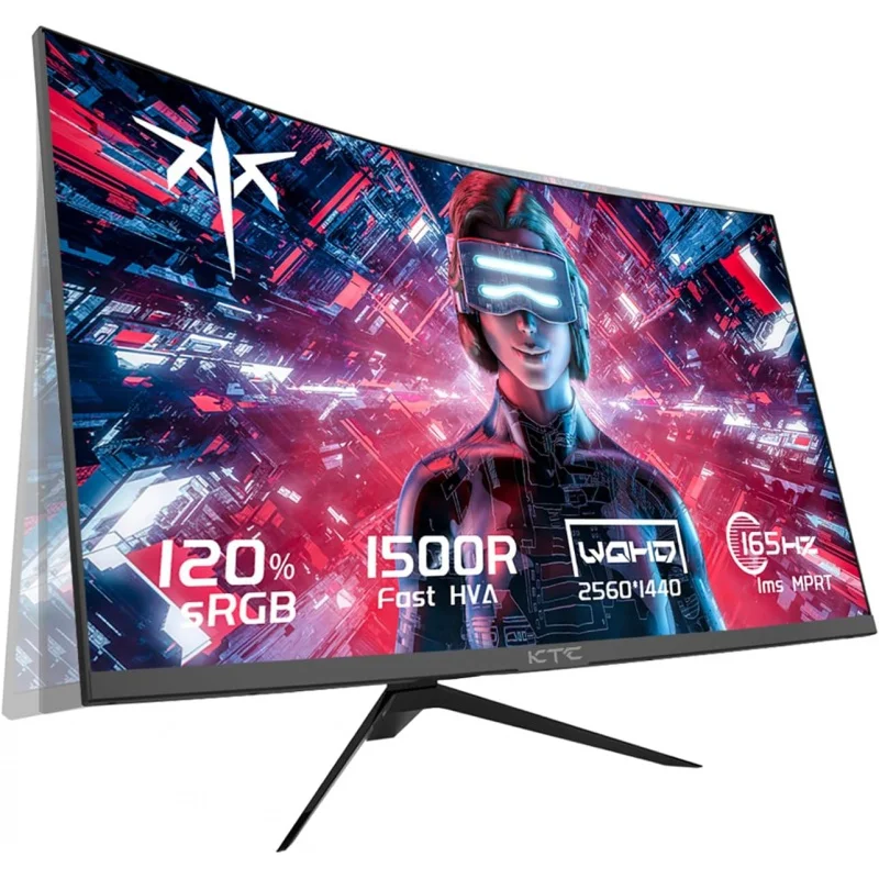 

27 inch Gaming Monitor, 1440P Curved Monitor, 165Hz, 144Hz, 2K, 1500R, 1ms, FreeSync Premium/G-Sync, DisplayPort/HDMI/USB, Vesa/