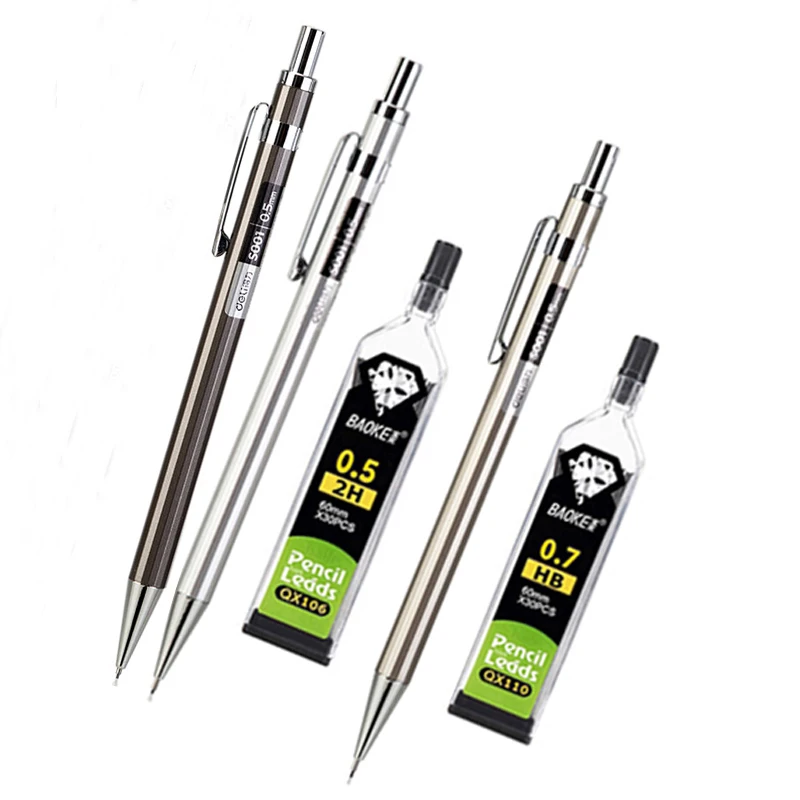 Haile Metal Mechanical Automatic Pencil Set 0.5mm/0.7mm 2B Lead Refill Student Writing Drawing Office School Stationery Supplies
Haile Metal Mechanical Automatic Pencil Set 0.5mm/0.7mm 2B Lead Refill Student Writing Drawing Office School Stationery Supplies