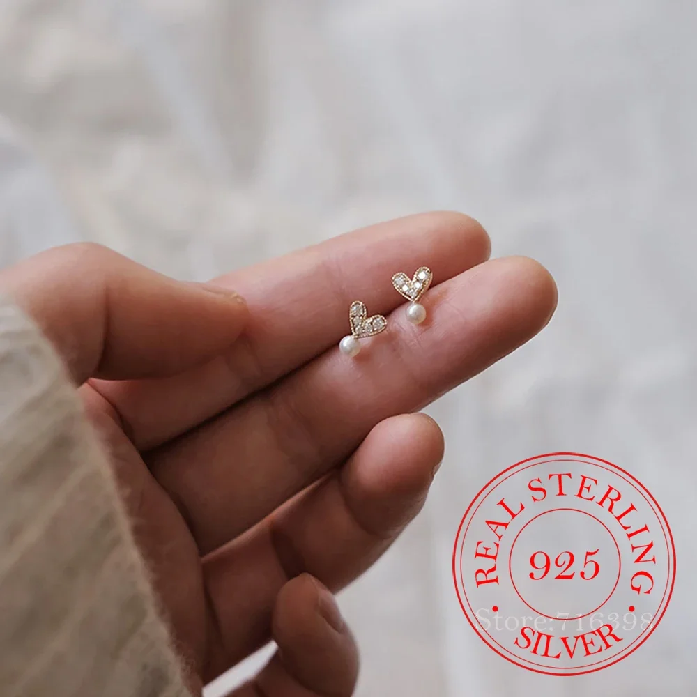 925 Sterling Silver Crystal Heart Pearl Stud Earrings For Women Kids 14K Gold Ear Wedding Party Jewelry Gift Female Pendientes
925 Sterling Silver Crystal Heart Pearl Stud Earrings For Women Kids 14K Gold Ear Wedding Party Jewelry Gift Female Pendientes