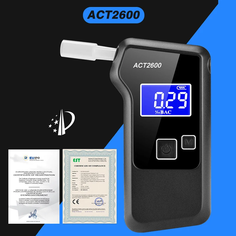 Professional Police Digital Alcohol Breath Tester Breathalyzer Analyzer Detector Breathalizer Breathalyser LCD Screen ACT2600
Professional Police Digital Alcohol Breath Tester Breathalyzer Analyzer Detector Breathalizer Breathalyser LCD Screen ACT2600