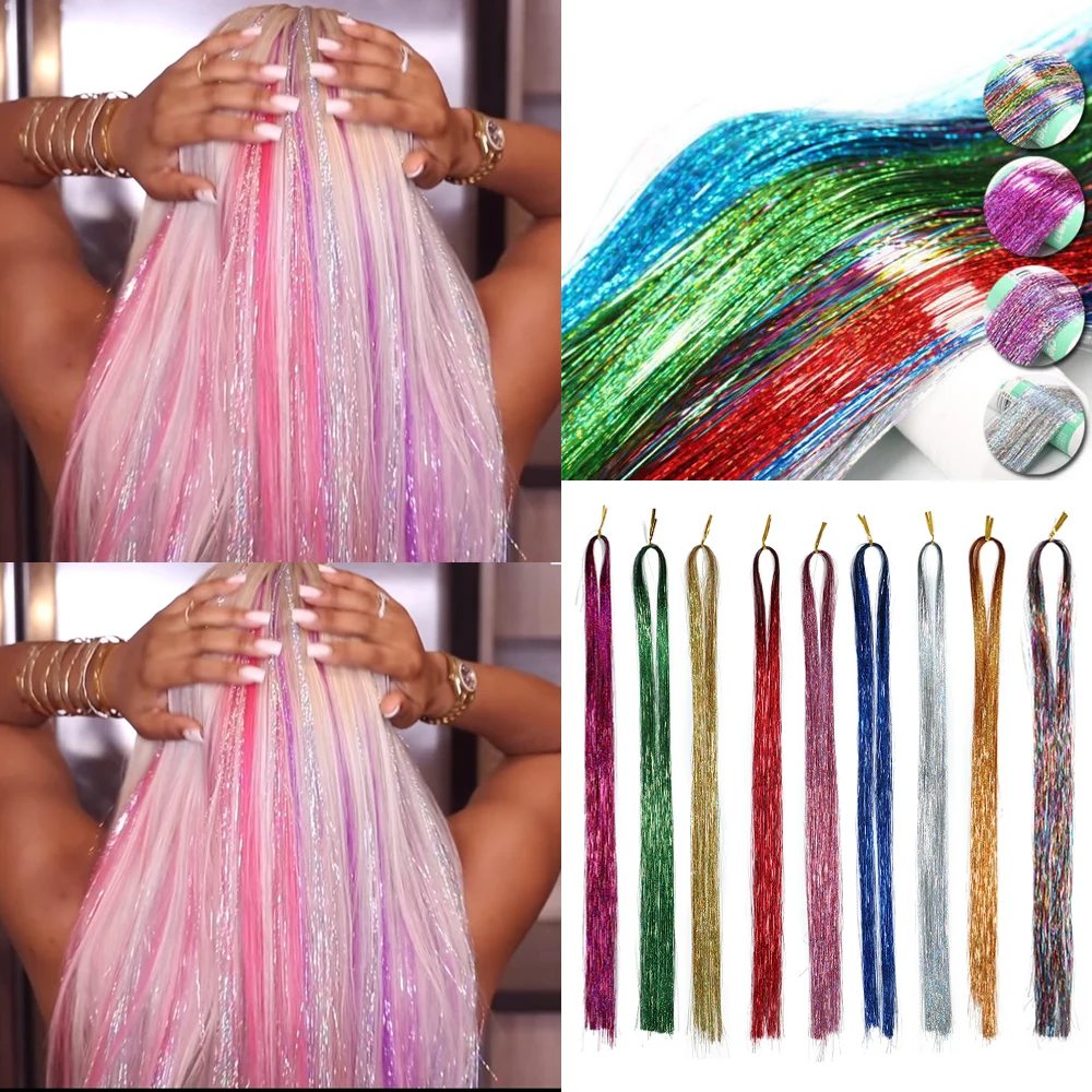 Sparkle Shiny Hair Tinsel Hair Rainbow Silk Hair Extensions Dazzles Women Hippie for Braiding Headdress Single Clip In Hair
Sparkle Shiny Hair Tinsel Hair Rainbow Silk Hair Extensions Dazzles Women Hippie for Braiding Headdress Single Clip In Hair