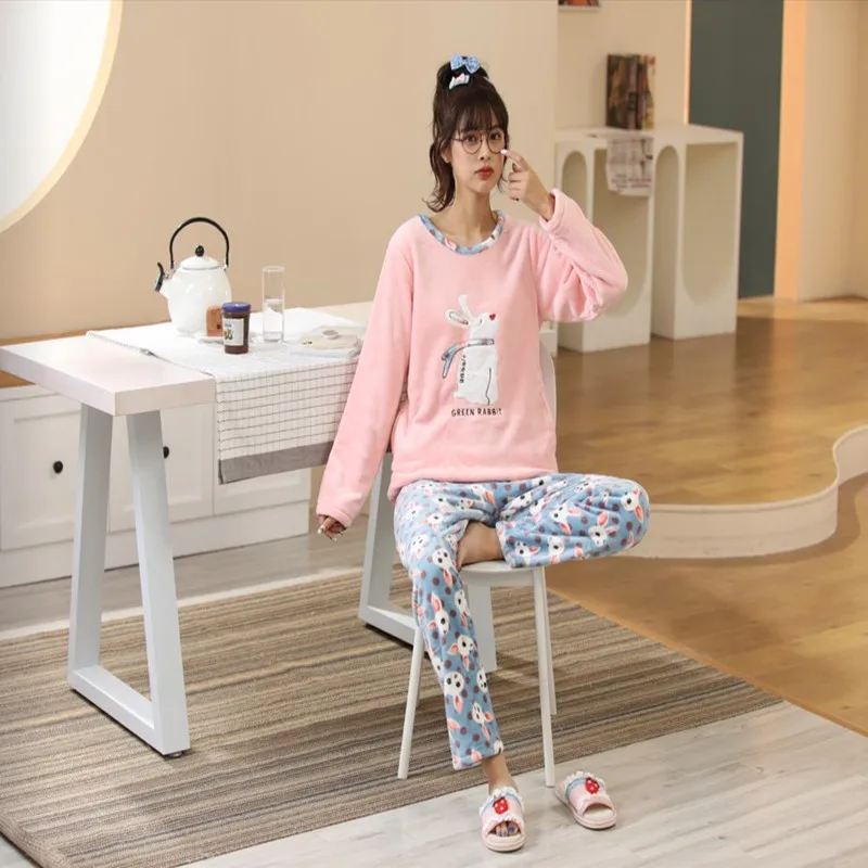 Winter Thick Warm Flannel Sleepwear Women Pajamas Set Long Sleeve Cute Cartoon Female Pyjamas
Winter Thick Warm Flannel Sleepwear Women Pajamas Set Long Sleeve Cute Cartoon Female Pyjamas