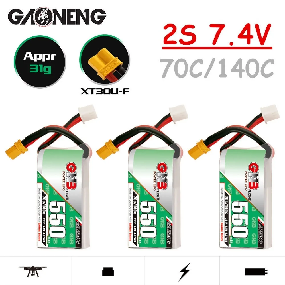 Модернизированная GNB 2S 7,4 V 550mAh 70C/140C Lipo батарея для радиоуправляемого вертолета квадрокоптера FPV гоночный Дрон части с батареей XT30 7,4 V 
Модернизированная GNB 2S 7,4 V 550mAh 70C/140C Lipo батарея для радиоуправляемого вертолета квадрокоптера FPV гоночный Дрон части с батареей XT30 7,4 V