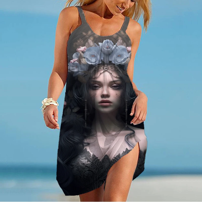 

Женское пикантное платье для навыков Диабло с 3D портретом, мини-платье, уличная Женская одежда для улицы, повседневное Полноразмерное платье