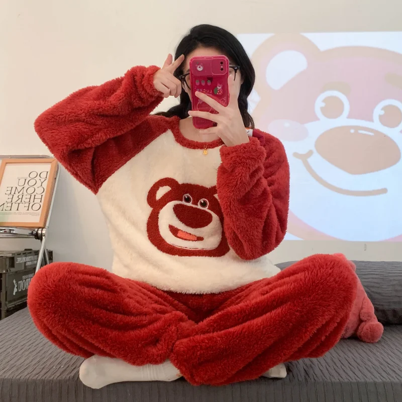 Disney kawaii pajamas women's ins winter net red sweet coral fleece cute strawberry bear girl flannel home clothes two-piece set
Disney kawaii pajamas women's ins winter net red sweet coral fleece cute strawberry bear girl flannel home clothes two-piece set