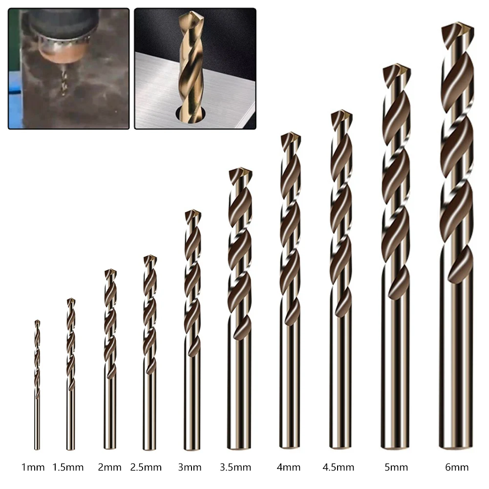 10pcs HSS M35 Cobalt Drill Bit Set For Metal Stainless Steel Drilling Cutter Power Tools Drilling Bit 1-6mm Hole Opener
10pcs HSS M35 Cobalt Drill Bit Set For Metal Stainless Steel Drilling Cutter Power Tools Drilling Bit 1-6mm Hole Opener
