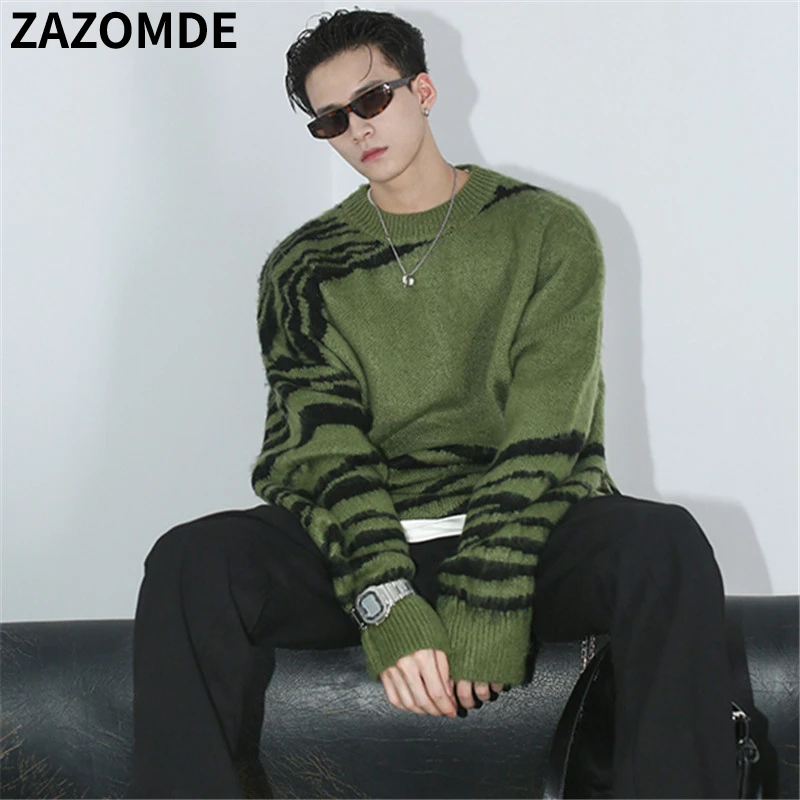 ZAZOMDE Men HipHop Streetwear Knitted Sweater Striped Harajuku Pullover Casual Sweater Winter Striped Furry Green Pullover Men
ZAZOMDE Men HipHop Streetwear Knitted Sweater Striped Harajuku Pullover Casual Sweater Winter Striped Furry Green Pullover Men