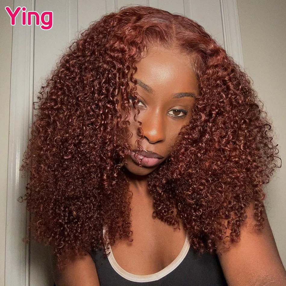 

Ying Reddish Brown Colored Kinky Curly Wave 13x6 Lace Front Wig 13x4 Wear Go Wig Remy 12A 5x5 Lace Wig PrePlucked With Baby Hair