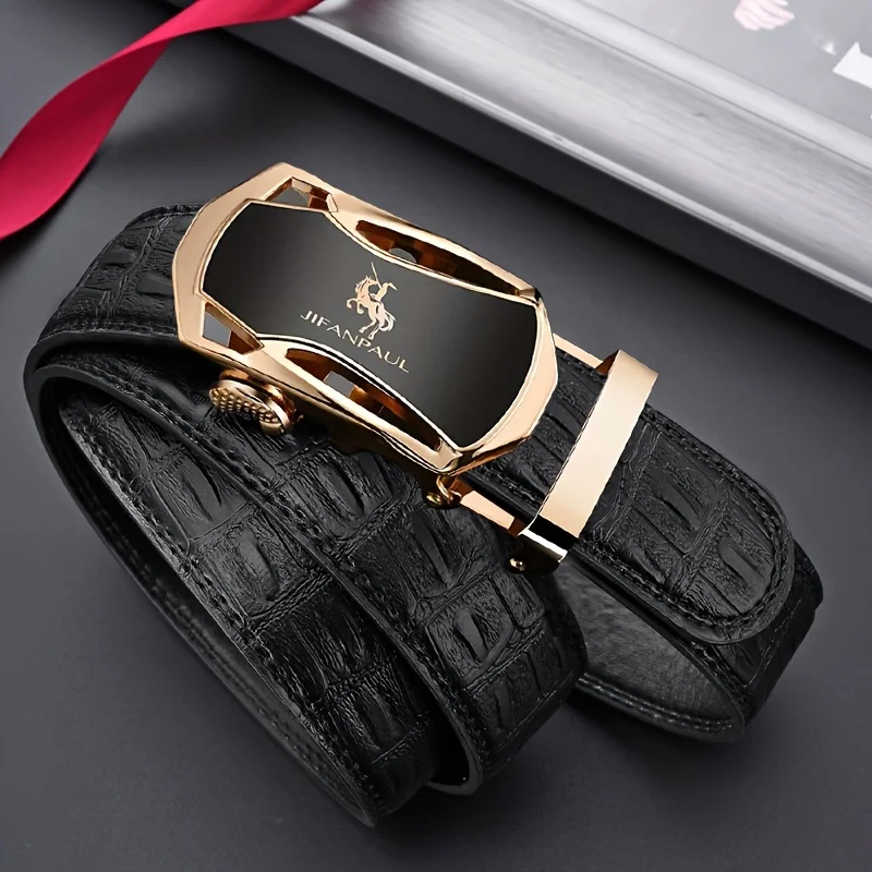 JIFANAUL Men's Famous Brand Belt High Quality Leather Luxury Belt Metal Automatic Buckle Belt Crocodile Pattern Fashion Belt JIFANAUL Men's Famous Brand Belt High Quality Leather Luxury Belt Metal Automatic Buckle Belt Crocodile Pattern Fashion Belt