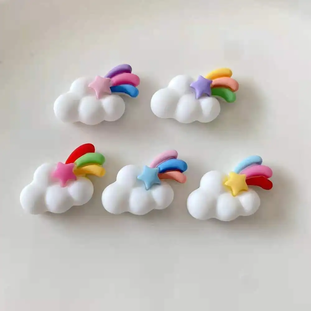 

100pcs Cartoon 29*16MM Rainbow Cloud Star Resin Flat Back Cabochon DIY Cell Phone Cup Sticker Decor Scrapbook Embellishment