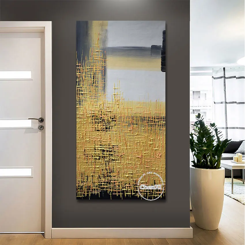 Handpainted Beautiful Yellow Abstract Idea Oil Painting On Canvas Large Contemporary Study Bedroom Decoration Pieces Unframed |