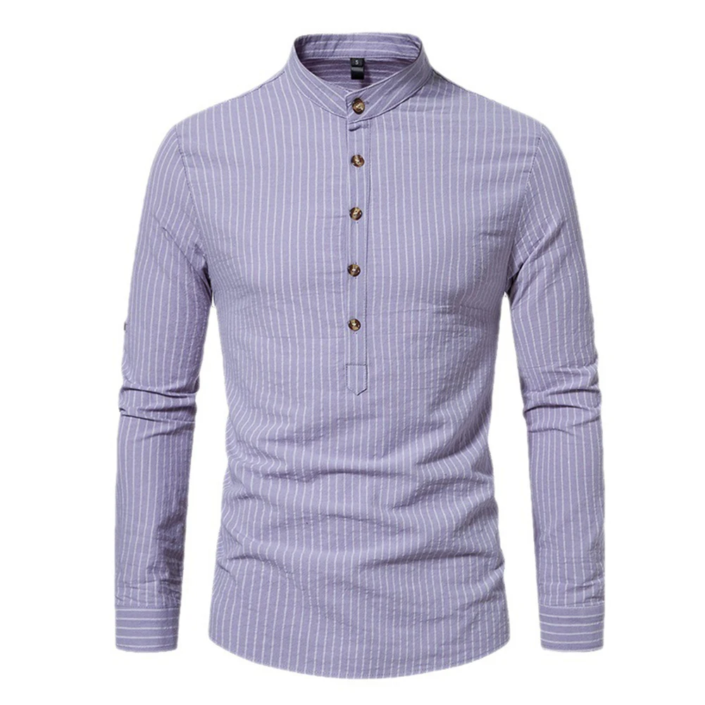 Casual Man Striped Stand Collar Shirts And Blouse Autumn Spring Slim Fit Single Breasted Long Sleeve Shirt Tops Clothing For Men
Casual Man Striped Stand Collar Shirts And Blouse Autumn Spring Slim Fit Single Breasted Long Sleeve Shirt Tops Clothing For Men
