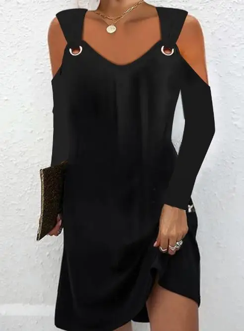Women's Summer and Autumn Off Shoulder Solid Color Sling Dress Simple Solid Color Metal Button V-Neck Button Dress Women's
Women's Summer and Autumn Off Shoulder Solid Color Sling Dress Simple Solid Color Metal Button V-Neck Button Dress Women's