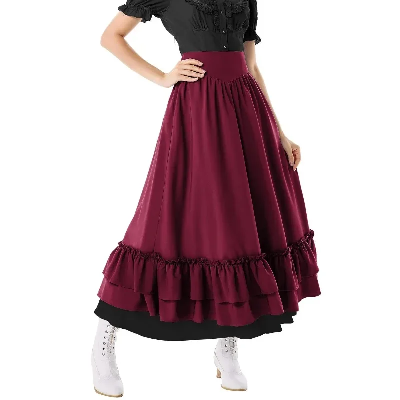 Halloween Vintage Ruffle Patchwork Pleated Black Long Skirts for Women High Waist Polyester Streetwear Costumes for The Stage
Halloween Vintage Ruffle Patchwork Pleated Black Long Skirts for Women High Waist Polyester Streetwear Costumes for The Stage