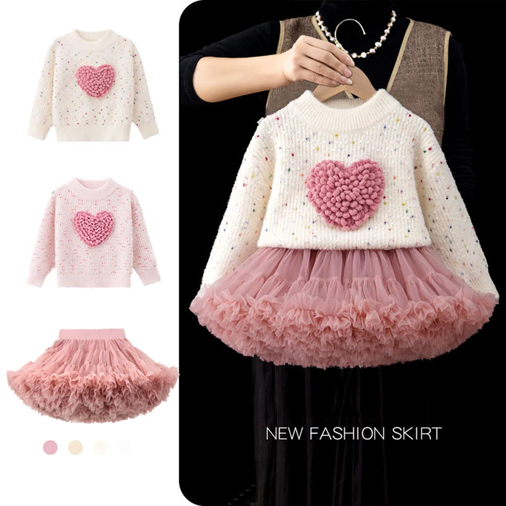 Baby Girls 3D love sweater skirt suit spring and autumn new long-sleeved pullover knitted sweater tutu skirt 2pcs/set
Baby Girls 3D love sweater skirt suit spring and autumn new long-sleeved pullover knitted sweater tutu skirt 2pcs/set