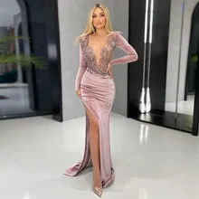Sevintage Exquisite Velvet Mermaid Evening Dresses Crystal Beading Sequined High Side Split Pleat Arabic Women Formal party Gown
Sevintage Exquisite Velvet Mermaid Evening Dresses Crystal Beading Sequined High Side Split Pleat Arabic Women Formal party Gown