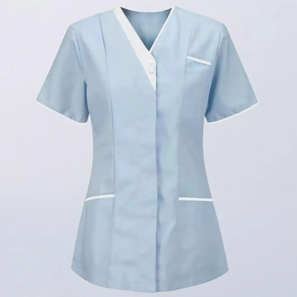 

Nurse Uniform Scrubs Tops Womens Short Sleeve Pocket Overalls Uniforms Medical Nursing Working Workwear Workers Tunic Scrubs Top