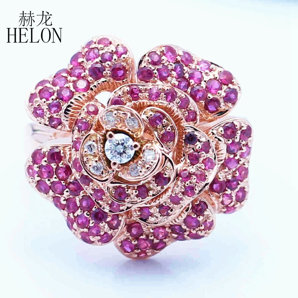 HELON Solid 14k 10K Rose Gold 1.4ct Natural Diamonds & Ruby Women Flowers Fine Jewelry Gemstone Engagement Wedding Ring
HELON Solid 14k 10K Rose Gold 1.4ct Natural Diamonds & Ruby Women Flowers Fine Jewelry Gemstone Engagement Wedding Ring