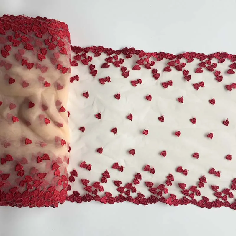 20Yards Bilateral Dark Red Hearts Embroidery Lace Trim Skirt Hem For Dress Sewing Applique Costume Fabric Lace DIY Material
20Yards Bilateral Dark Red Hearts Embroidery Lace Trim Skirt Hem For Dress Sewing Applique Costume Fabric Lace DIY Material