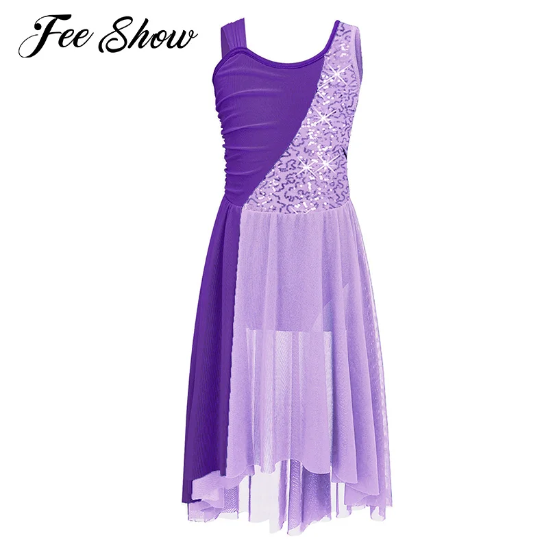 Teenager Kids Girls Lyrical Dance Dress Contrast Color Sleeveless Shiny Sequins Irregular Hem Dance Dress for Stage Performance
Teenager Kids Girls Lyrical Dance Dress Contrast Color Sleeveless Shiny Sequins Irregular Hem Dance Dress for Stage Performance