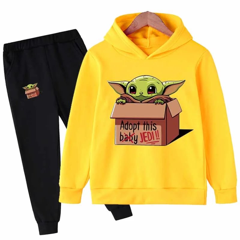 

Disney Girls Boys Clothing Casual Lovely Yoda Harajuku Hoodies Pants Set Child Cartoon Clothes Suit for 1-16 Years Kids Outfits