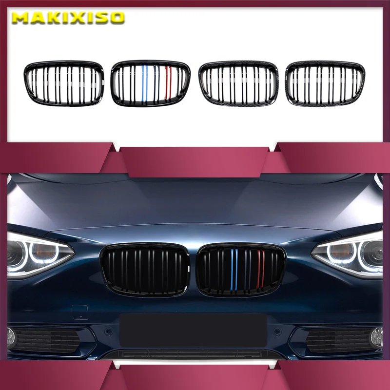 

High Quality Car Front Bumper Kidney Grille For BMW 1 Series F20 F21 2011 2012 2013 2014 Replacement Double Slat Black Grilles