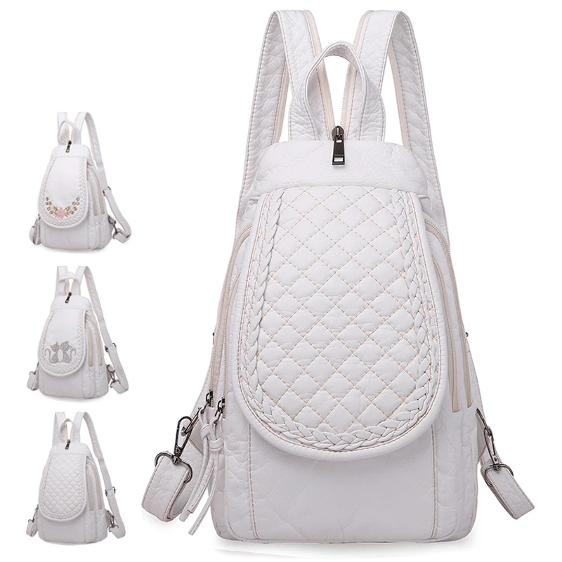 White Women Backpack Female Washed Soft Leather Backpacks Ladies Sac A Dos School Bags for Girls Travel Back Pack Rucksacks
White Women Backpack Female Washed Soft Leather Backpacks Ladies Sac A Dos School Bags for Girls Travel Back Pack Rucksacks