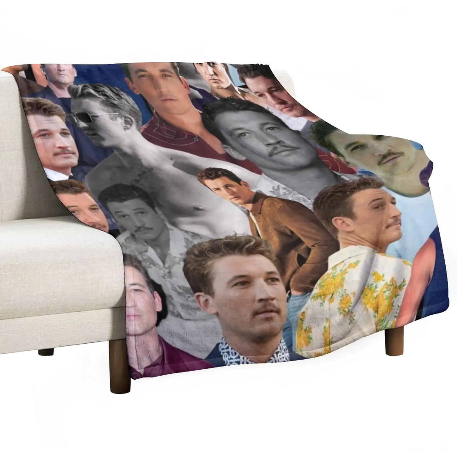 

Miles Teller photo collage Throw Blanket Fluffy Soft Blankets Plaid on the sofa fluffy blanket Luxury Brand Blanket