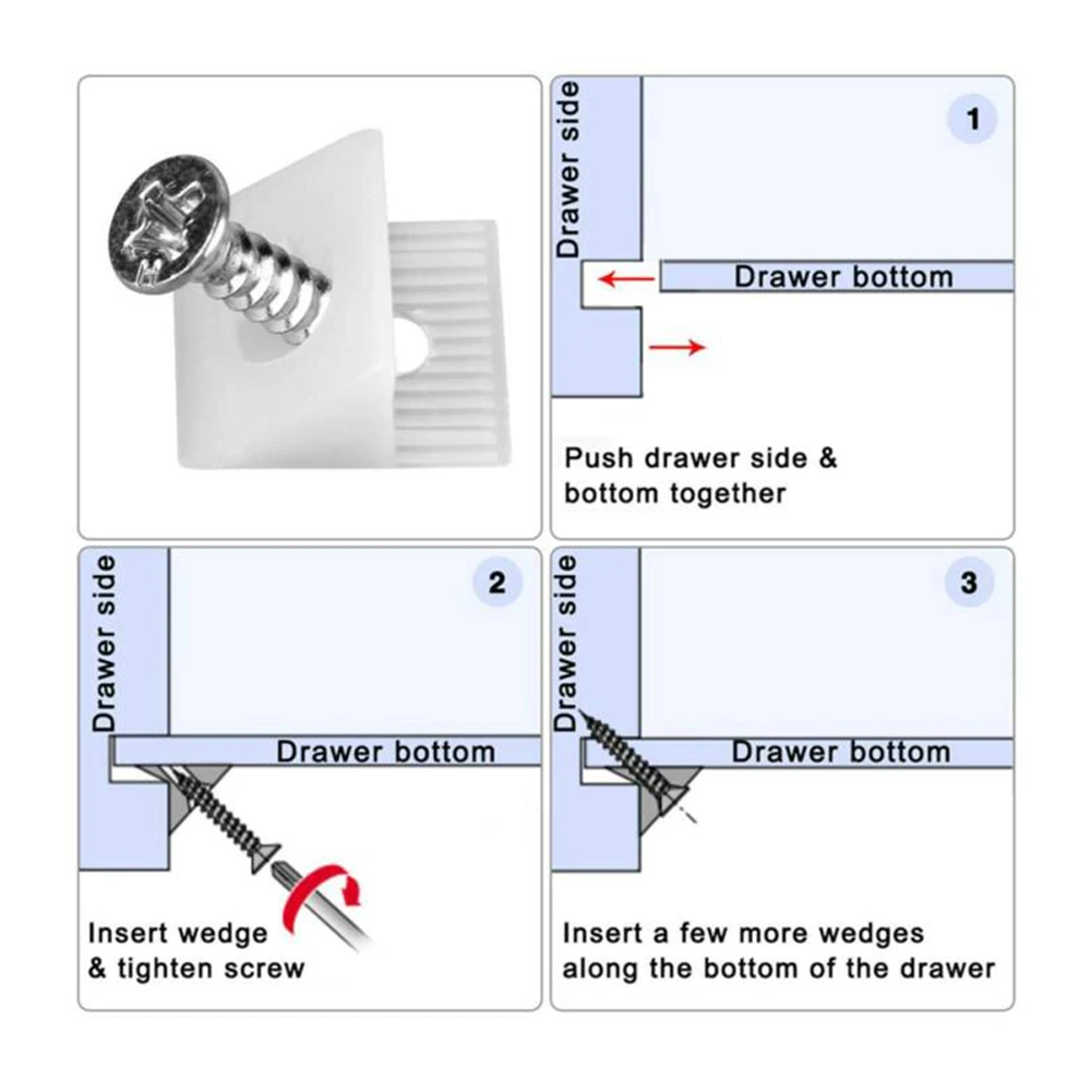 Wedge Drawer Bottom Screws Furniture 15*13*9mm Corner Code Drawer Fixing Kit Repair Sagging Support Accessories
Wedge Drawer Bottom Screws Furniture 15*13*9mm Corner Code Drawer Fixing Kit Repair Sagging Support Accessories