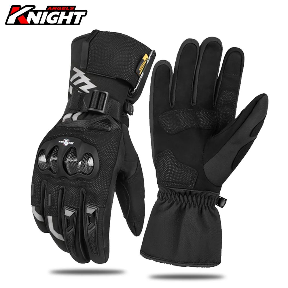 

Motorcycle Gloves Winter Thickening Waterproof Touch Screen Full Finger Gloves Protective Carbon Fibre Non-slip Riding Gloves