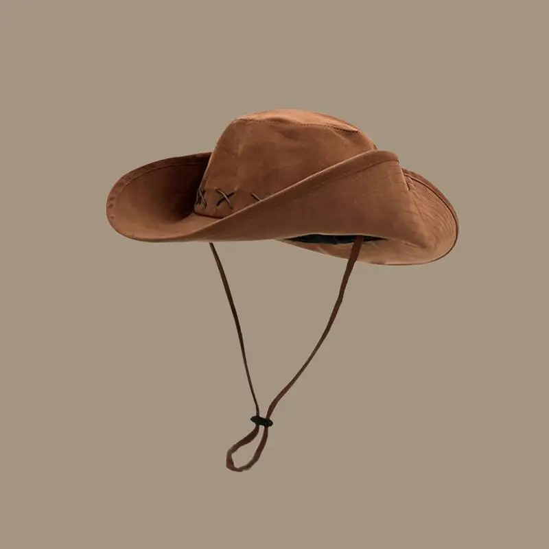 

New Personalized Cowboy Hat For Women Summer Travel Vintage Large Brimmed Visor For Outdoor Beach Men Sunscreen Fisherman Hat