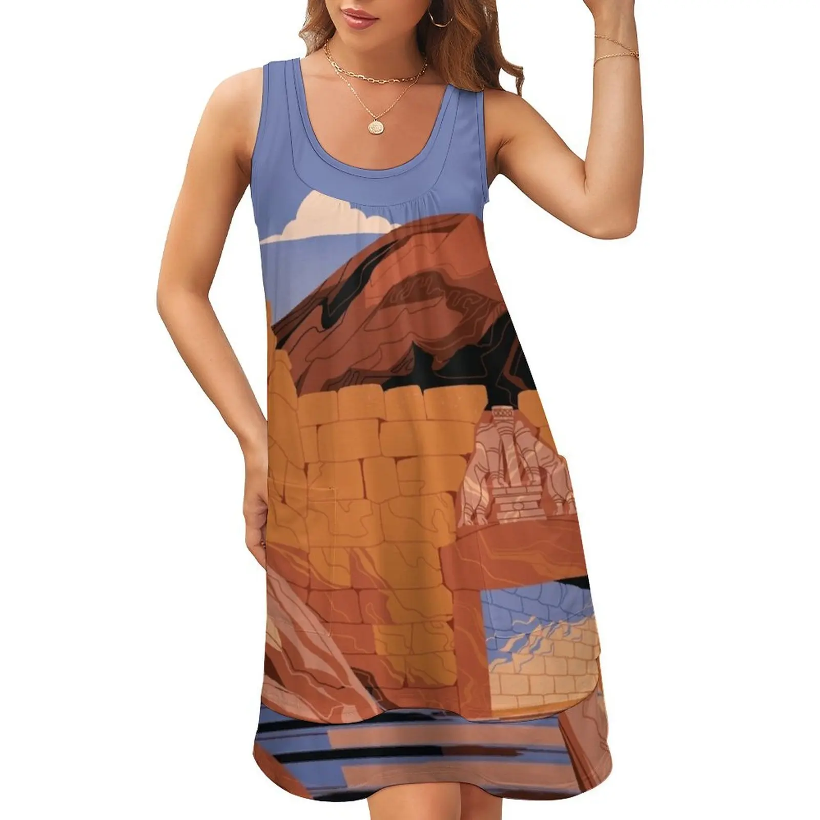 Mycenae Lion Gate Sleeveless U-Neck Fake Two Piece Dress beach outfits for women birthday dress for women luxury 2024
Mycenae Lion Gate Sleeveless U-Neck Fake Two Piece Dress beach outfits for women birthday dress for women luxury 2024