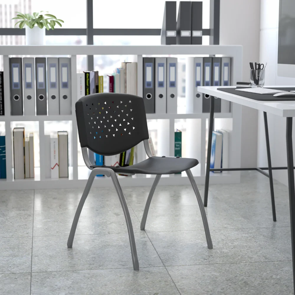 Office Chairs 880 Lb. Capacity Black Plastic Stack Chair with Titanium Gray Powder Coated Frame
Office Chairs 880 Lb. Capacity Black Plastic Stack Chair with Titanium Gray Powder Coated Frame