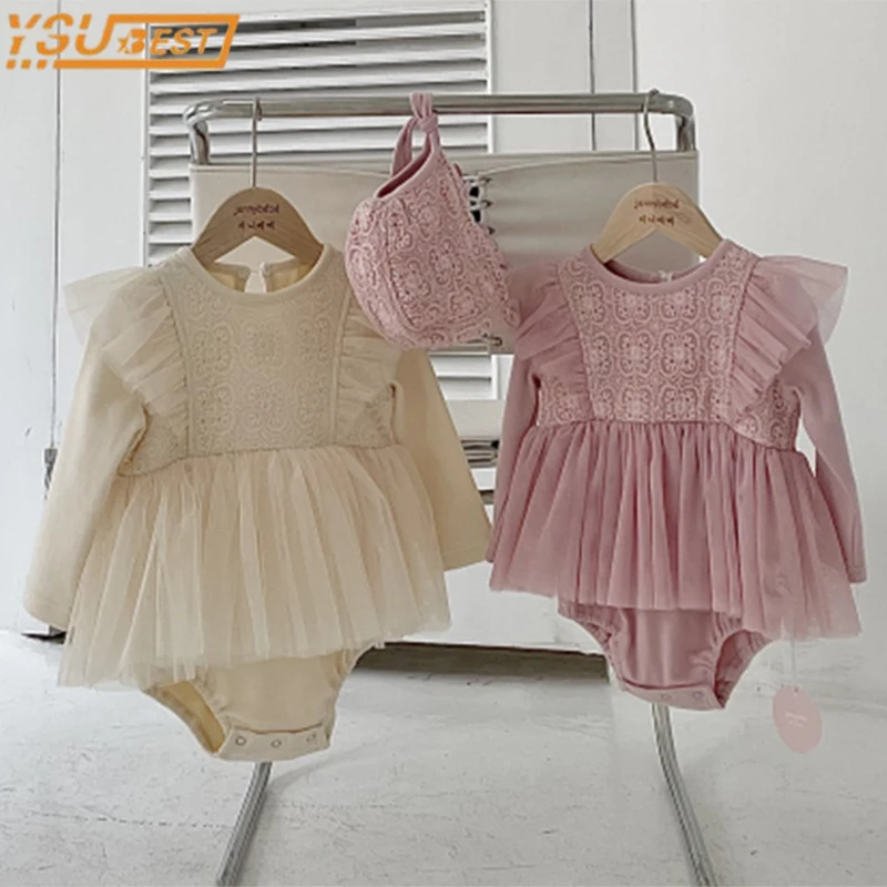 

Princess Baby Girls Pure Color Rompers Infant Baby Girls Spring Autumn Jumpsuit Rompers Toddler Girls Long Sleeves Romper