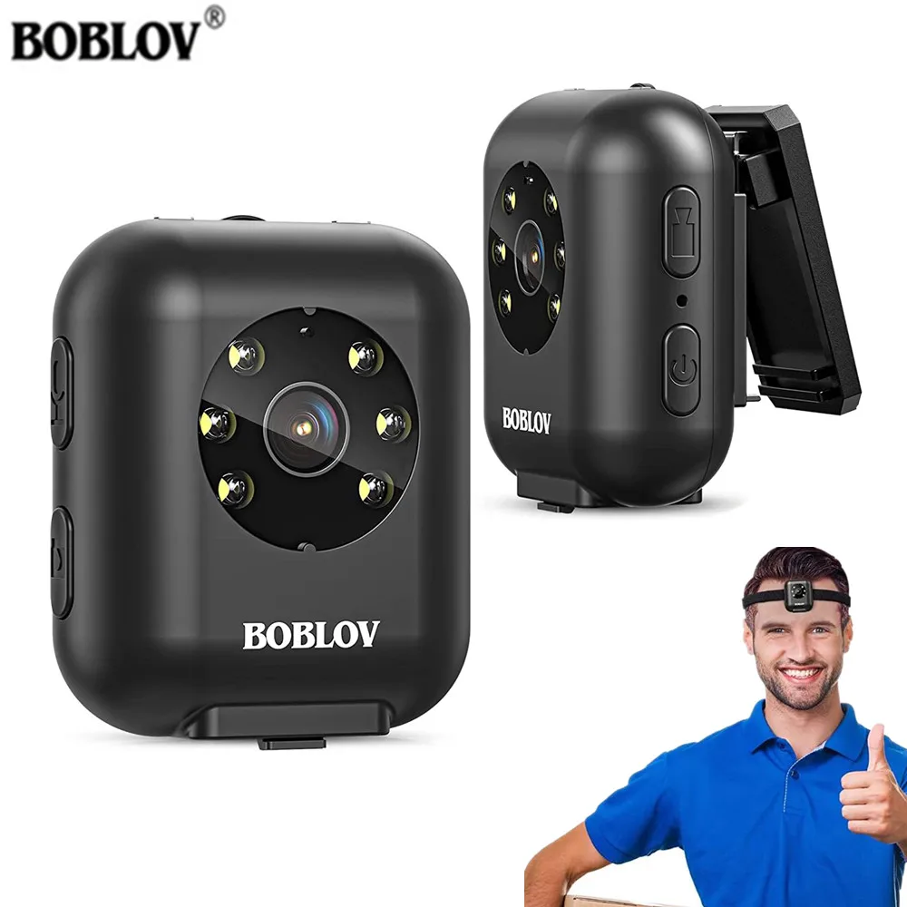 

BOBLOV W4 Body Worn Camera 64GB 1080P Video Camera 950mAh Battery 5hours Video Shooting Mini Sport Camera with Head strap Layard